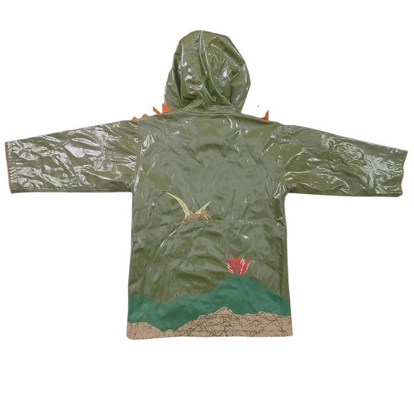 Kidorable Dinosaur Raincoat Kids 4/5 Green Spikes and Volcano All-Weather Snaps - Picture 7 of 12